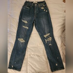 Abercrombie Ripped Blue Skinny Jeans Size 24/00r